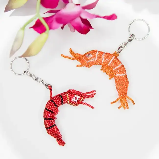 Shrimp Beaded Keychain