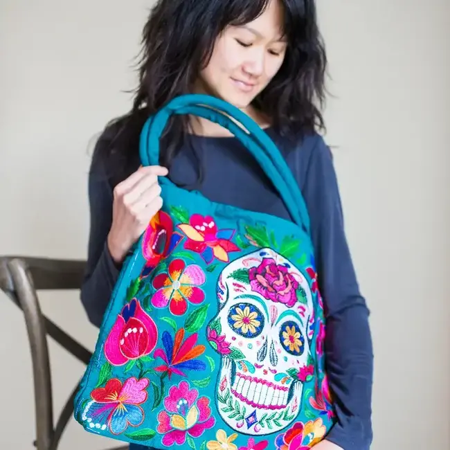 Tote Bag - Embroidered Sugar Skull
