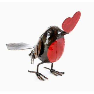 Zimbabwe CLEARANCE Recycled Metal Robin w/ Heart