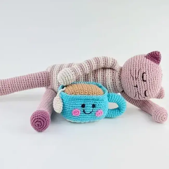 CLEARANCE Crochet Rattle - Sleeping Kitten