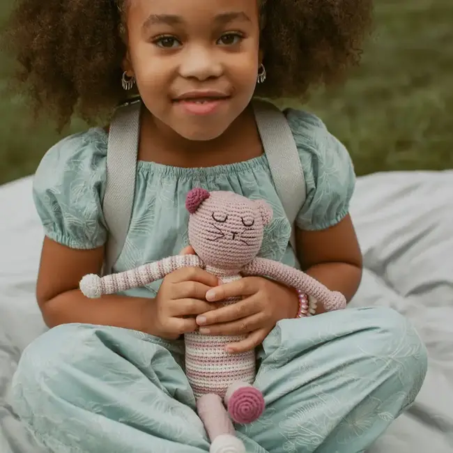 Crochet Rattle - Sleeping Kitten