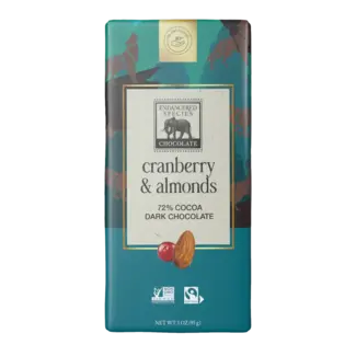 Endangered Species - Dark Chocolate 72% w/ Cranberries & Almonds 85g