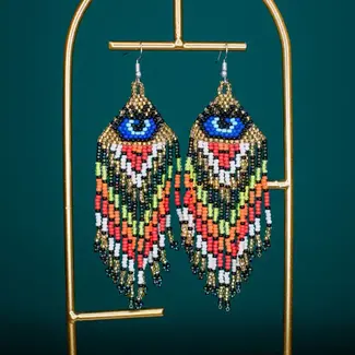 Guatemala Evil Eye Fringe Earrings