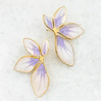 China Flourish Lavender Leaf Earrings