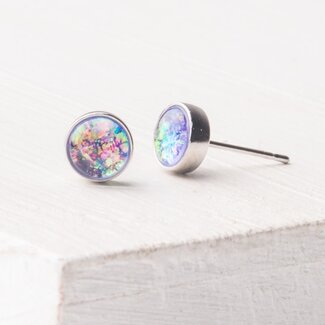 China Lora Lavender & Silver Stud Earrings