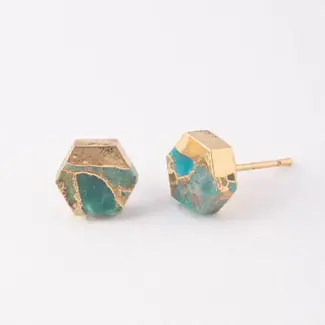 China Oasis Turquoise & Gold Studs China Oasis Turquoise & Gold Studs