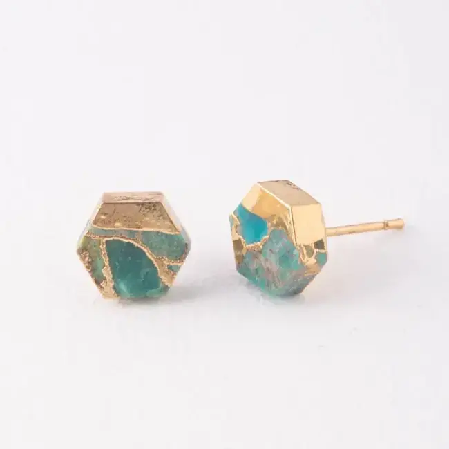 Oasis Turquoise & Gold Studs
