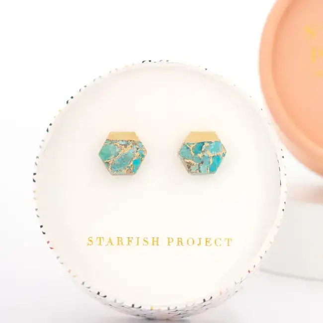 Oasis Turquoise & Gold Studs