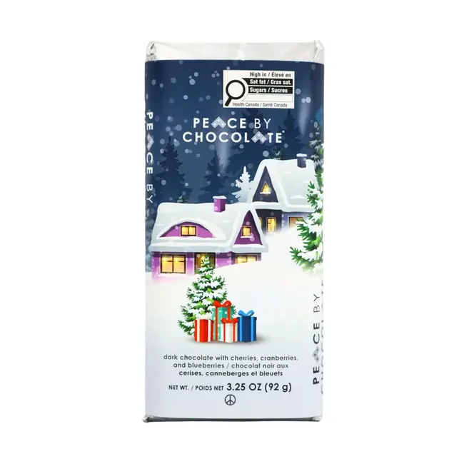 Peace By Chocolate Holiday Bar - Cherries, Cranberries, Blueberries 92g