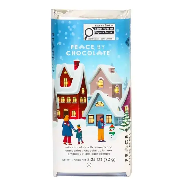 Peace By Chocolate Holiday Bar - Almonds & Cranberries 92g