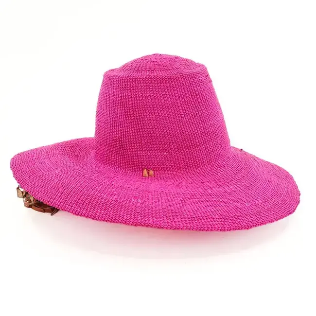 African Straw Sun Hat - Pink