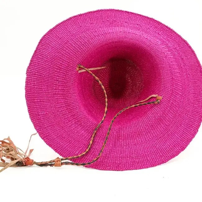 African Straw Sun Hat - Pink