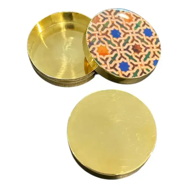 Round Brass Printed Box