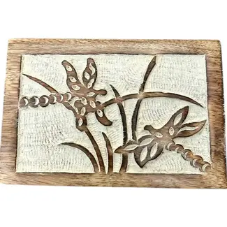 India Keepsake Box - White Washed Dragonfly