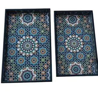 India Vanity Tray Blue Mandala Rectangle