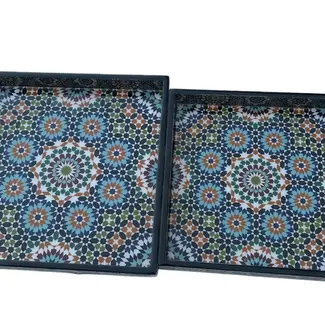 India Vanity Tray Blue Mandala Square