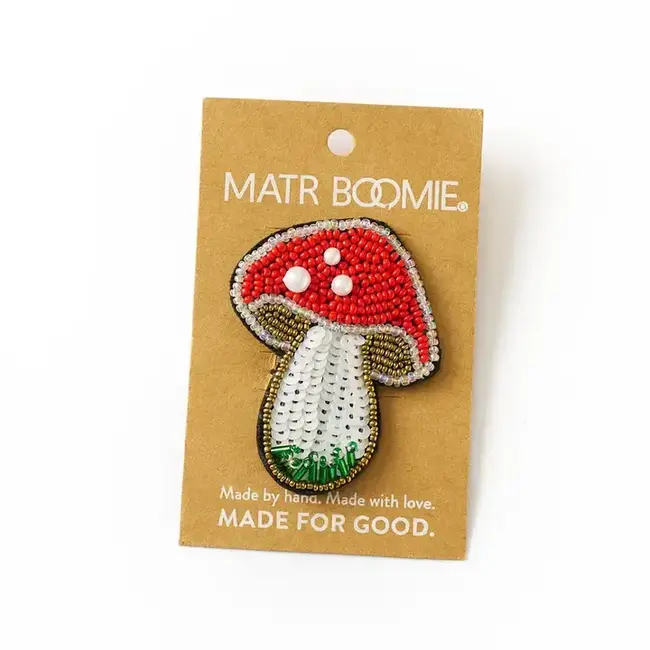 Bala Mani Beaded Brooch Pin - Mushroom