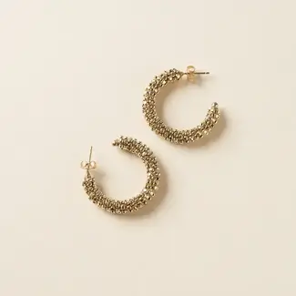India Bhavani Gold Beaded Hoop Earrings
