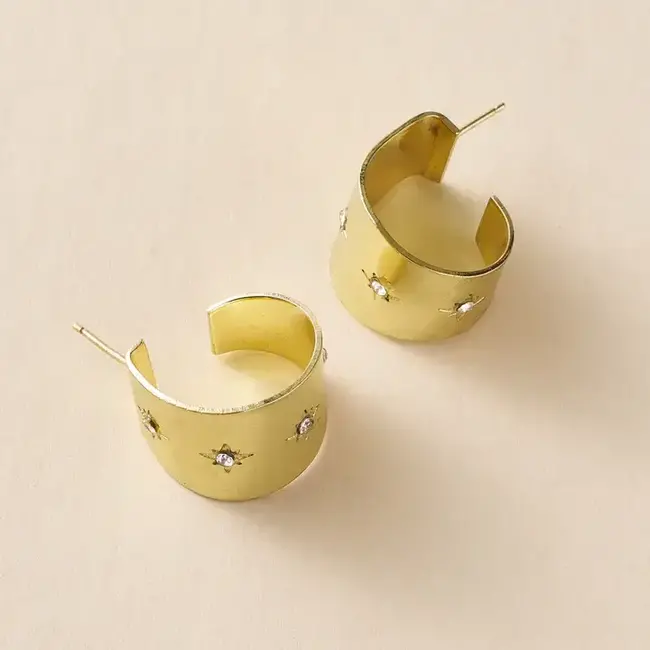 Sitara Starry Studded Round Hoop Earrings