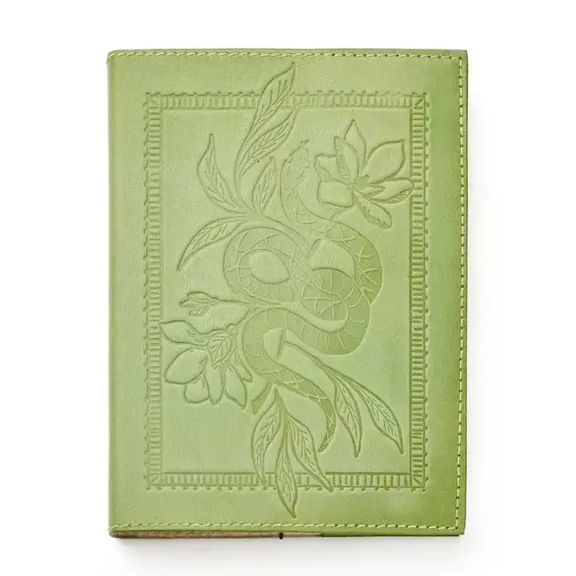 Snake Embossed Green Leather Journal