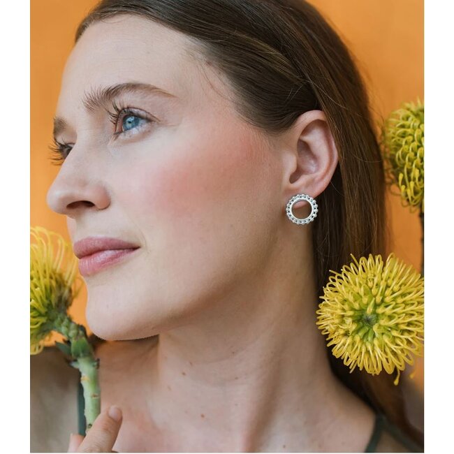 Bhavani Circle & Shield Stud Earrings - Set of 2