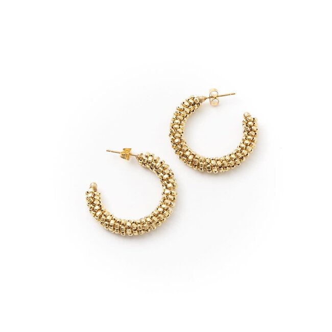 Bhavani Gold Beaded Hoop Earrings