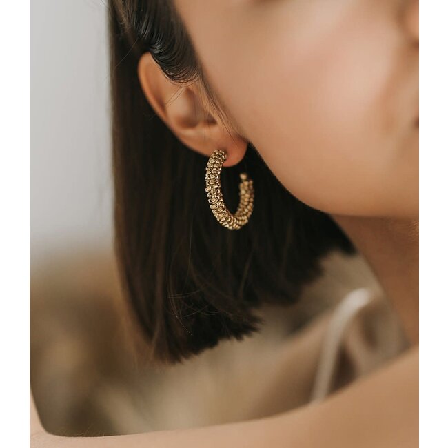 Bhavani Gold Beaded Hoop Earrings