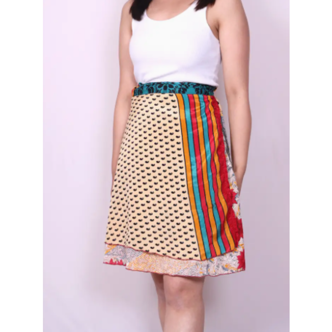 Sari Knee-Length Wrap Skirt