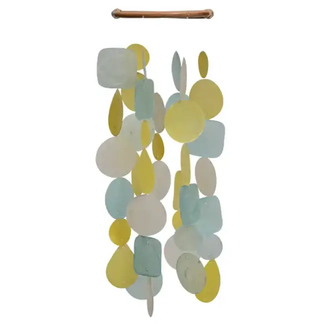 Capiz Chime - Aqua Yellow
