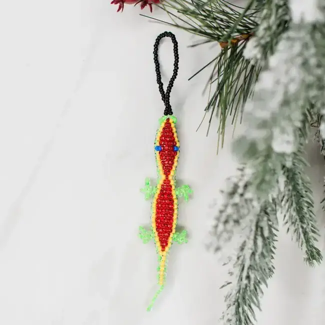 Small Lizard Beaded Ornament