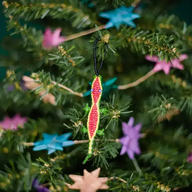 Small Lizard Beaded Ornament