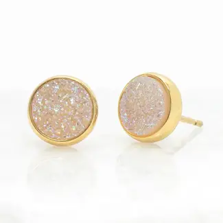 China Brittany White Agate Stud Earrings