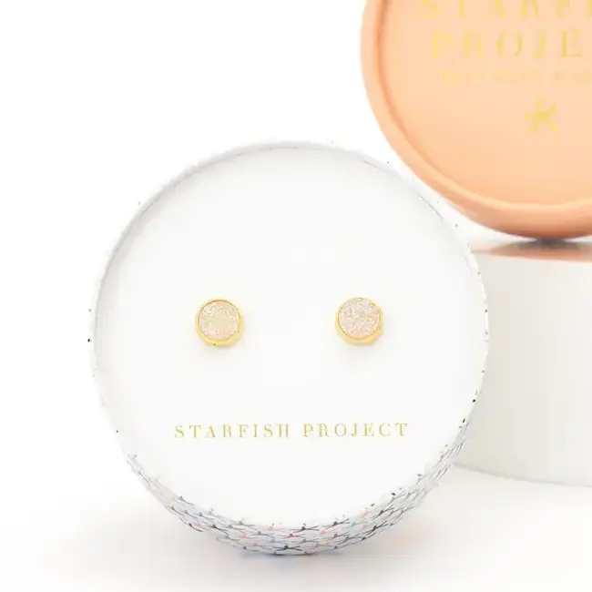 Brittany White Agate Stud Earrings