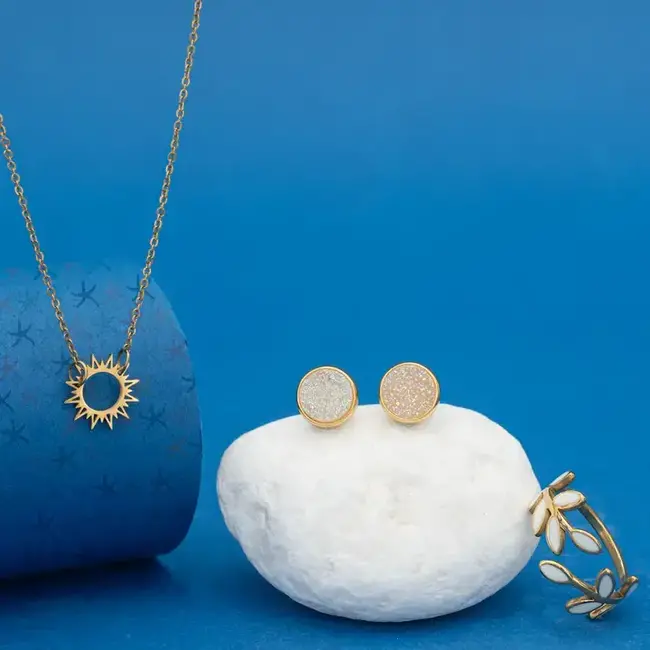 Brittany White Agate Stud Earrings