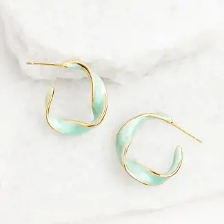 China With a Twist Hoop Earrings - Mint