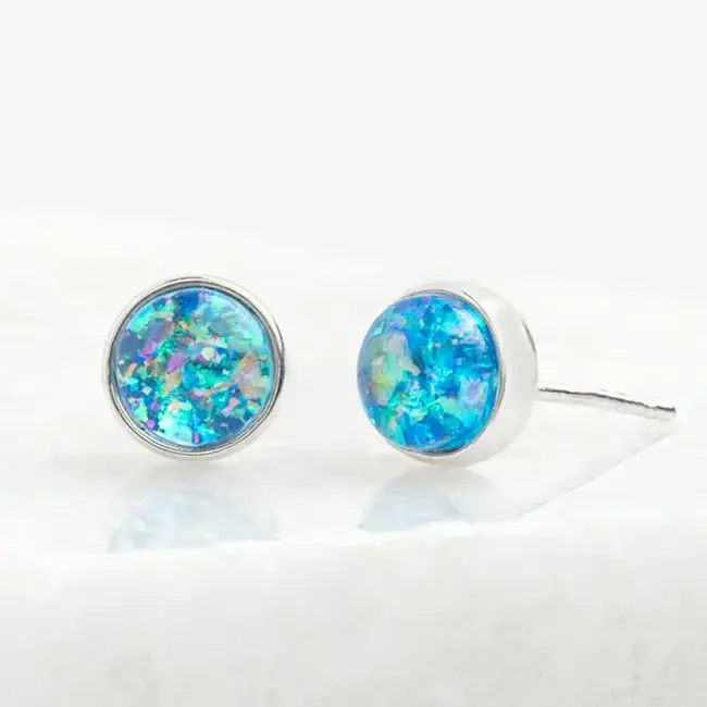 Lora Blue & Silver Stud Earrings