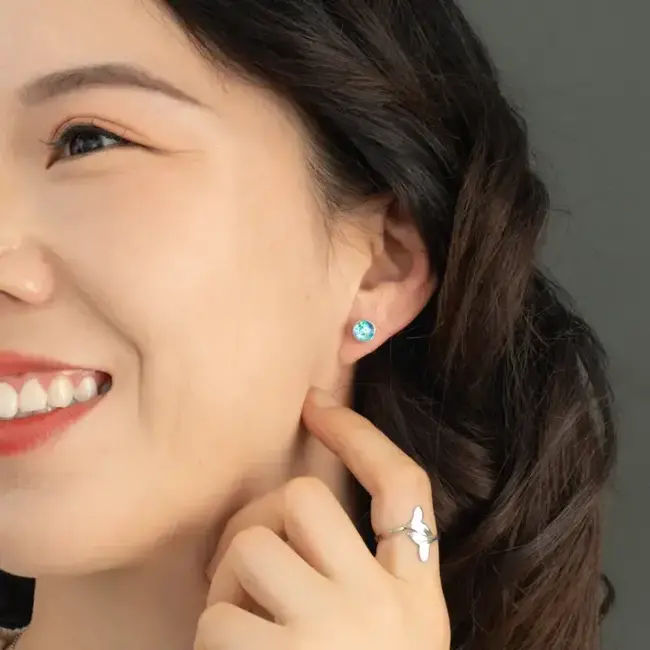 Earrings - Lora Blue & Silver Stud