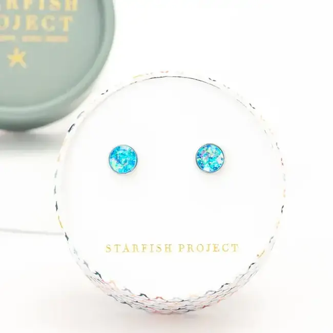 Earrings - Lora Blue & Silver Stud