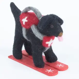 Nepal Skiing Black Lab Ornament