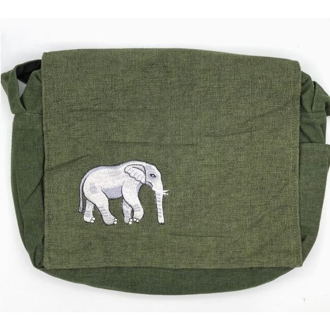 Cotton Elephant Messenger Bag