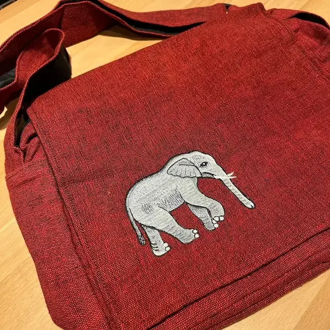 Cotton Elephant Messenger Bag