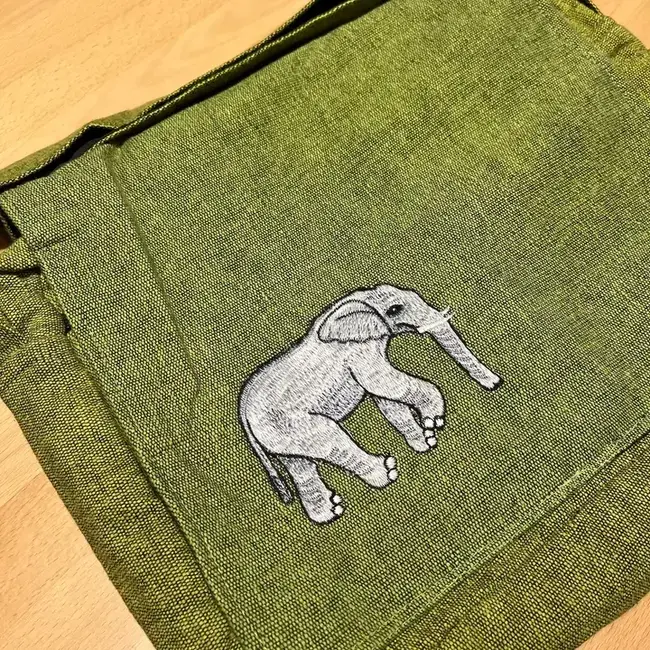 Cotton Elephant Messenger Bag
