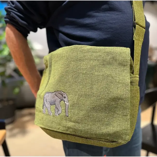 Cotton Elephant Messenger Bag