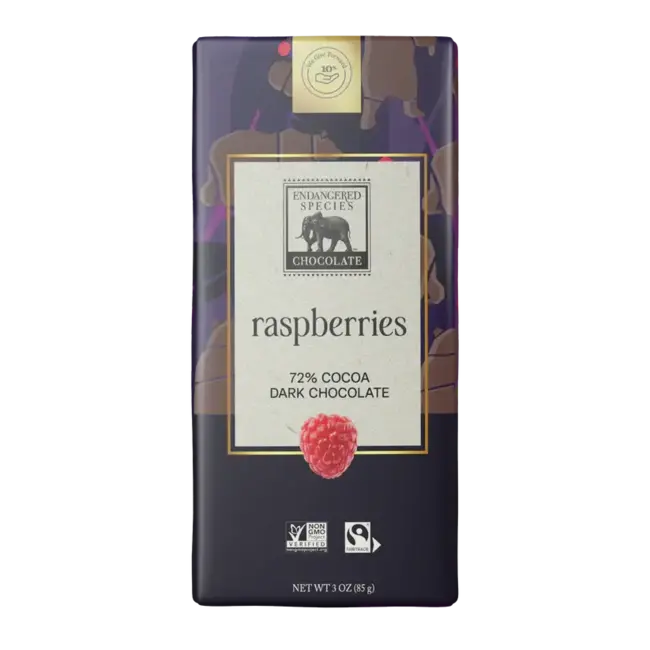 Endangered Species Grizzly - 72% Dark Chocolate w/ Raspberries