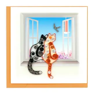 Vietnam Quilling Card - Two Cats