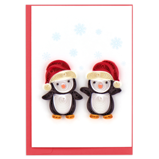 Vietnam Mini Quilled Card - Christmas Penguins
