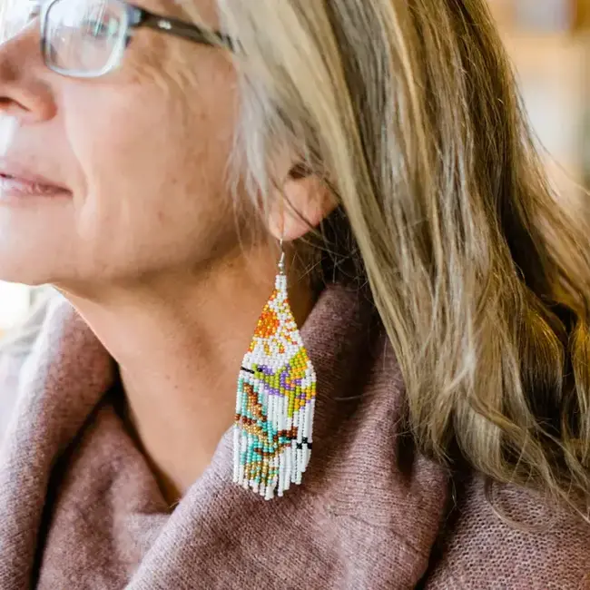 Hummingbird Fringe Earrings - Sunrise