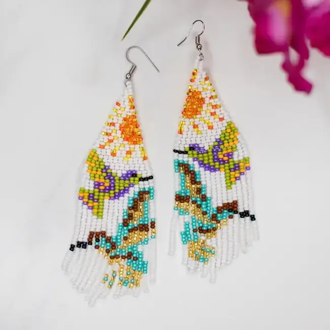 Hummingbird Fringe Earrings - Sunrise