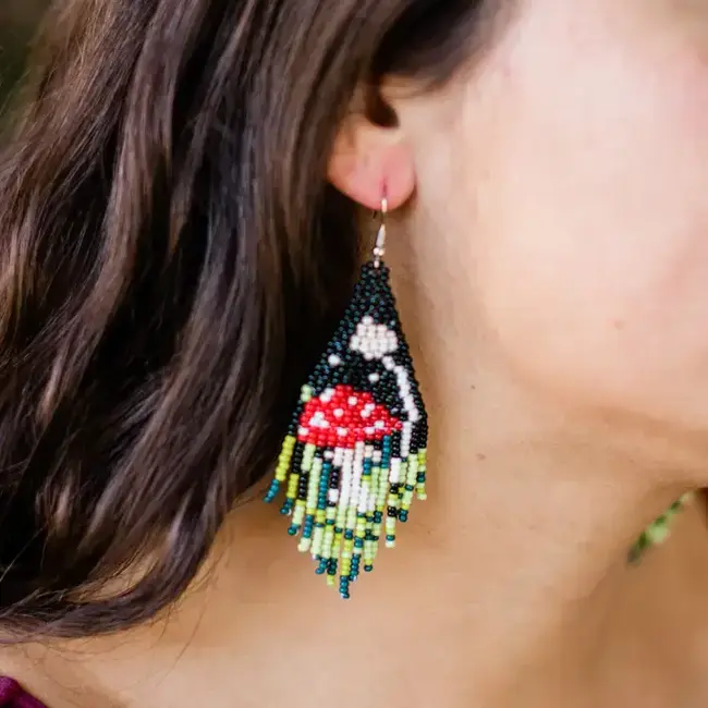 Woodland Mushroom Fringe Earrings