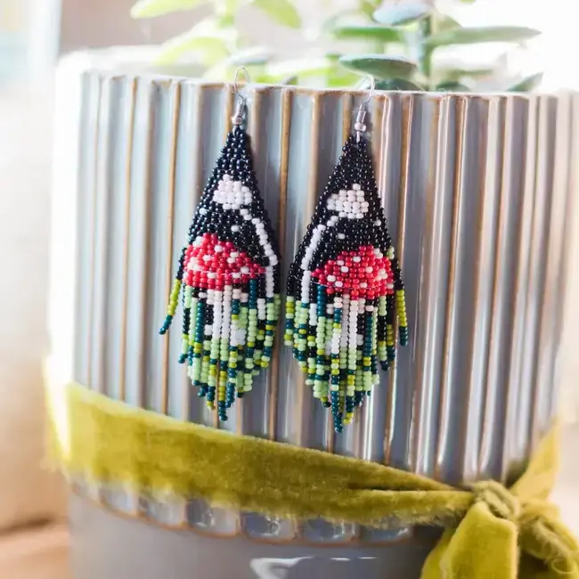 Woodland Mushroom Fringe Earrings
